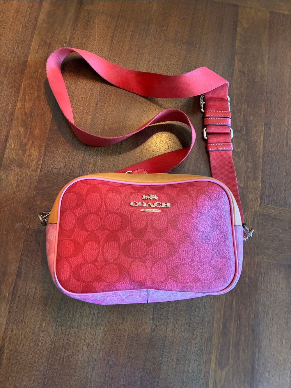 Coach Jamie Camera Bag CA168 blocked signature sport red pink orange crossbody